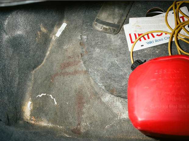 A photo of Johnny Altinger's blood in mark Twitchell's car trunk 