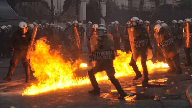 Violent protests over Greek austerity measures 