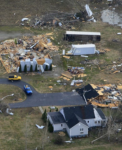 Aerial views of tornado damage CBS News