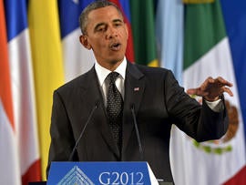 President Obama speaks at the end of the G20 Summit of Heads of State and Government in Los Cabos, Mexico, June 19, 2012.