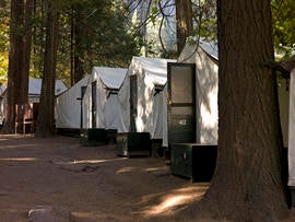 In this photo from Sunday Oct. 23, 2011, tents are seen in Curry Village in Yosemite National Park, Calif.