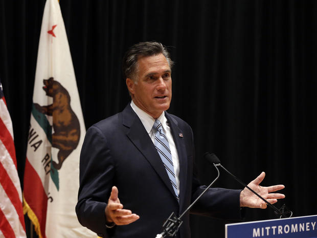 Republican presidential candidate and former Massachusetts Gov. Mitt Romney speaks to reporters about the secretly taped video from one of his campaign fundraising events in Costa Mesa, Calif., Monday, Sept. 17, 2012. 