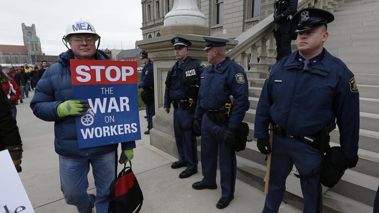 Righttowork signed into law in Michigan CBS News