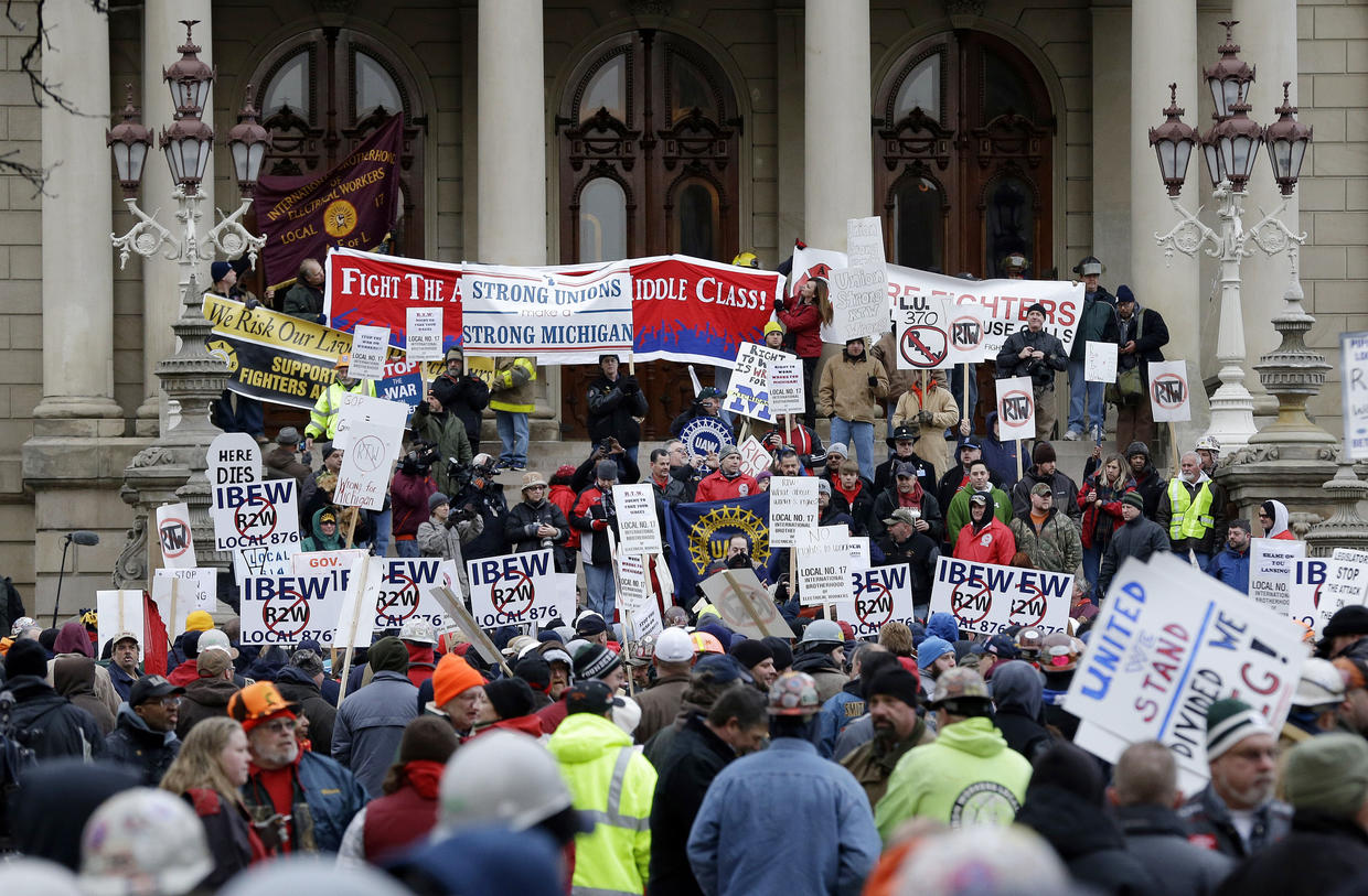 Righttowork protest in Mich. Photo 8 Pictures CBS News