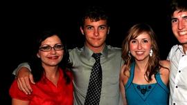 Zac Pogliano pictured with friends and family before his illness took over his life.