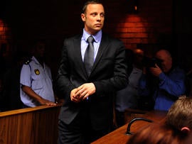 South African Olympic sprinter Oscar Pistorius appears at Pretoria Magistrate's Court Feb. 21, 2013.