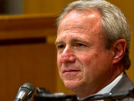 Michael Morton, freed in 2011 after spending 25 years in prison for a murder he did not commit, takes the stand on Feb. 4, 2013, in the Georgetown Courthouse in Austin, Texas.