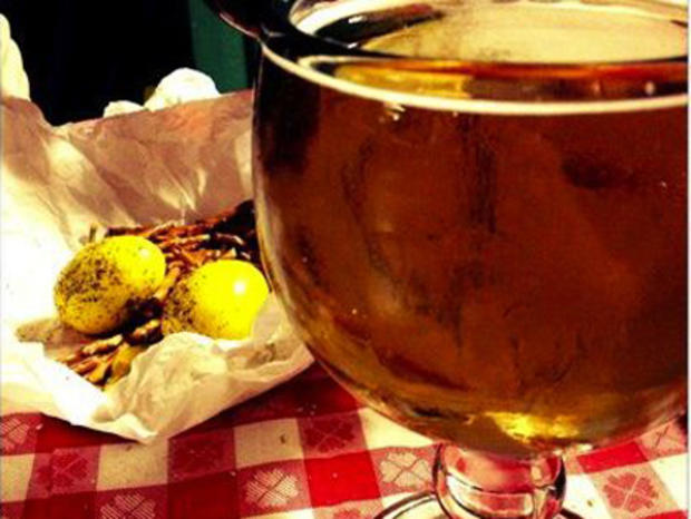 Schooner Beer and Pickled Eggs Joe Jost's - Amber G. Yelp 