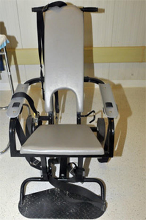 The chair in which Guantanamo detainees are force fed.