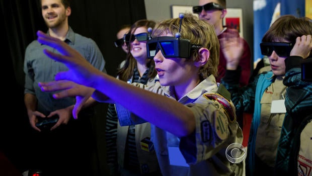 A student in Raytheon Corporation's "The Cave"