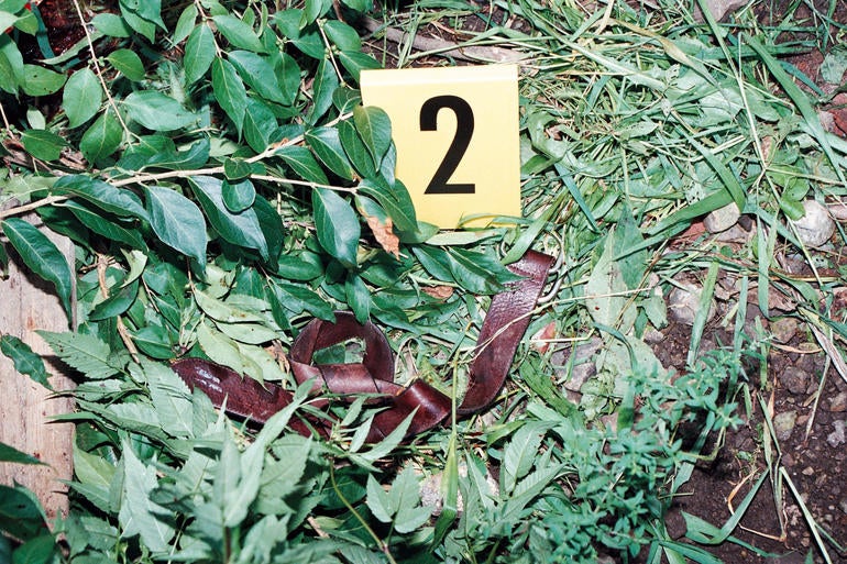 Holly's belt lies discarded along the railroad tracks in Lexington, Ky. Resendiz took Holly's belt and used it to tie her hands behind her back.