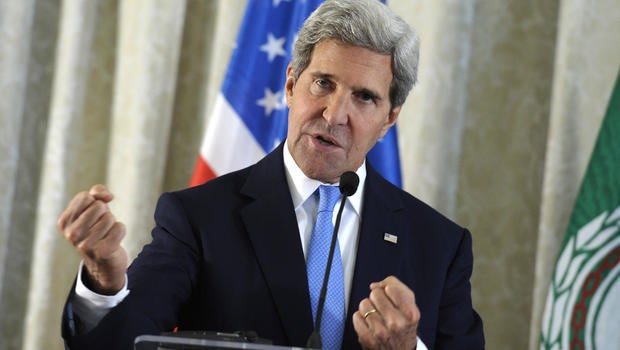 U.S. Secretary of State John Kerry answers a question during a news conference at the United States Embassy in Paris, Sunday, Sept. 8, 2013.