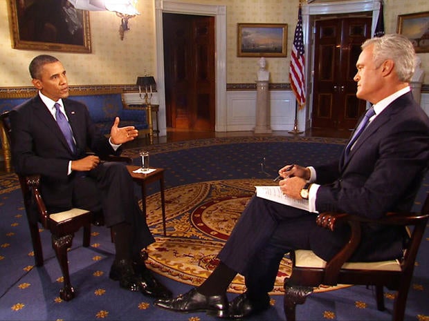 President Obama spoke with Scott Pelley at the White House Monday.