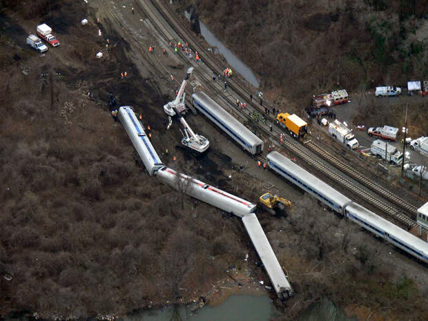Aftermath of the fatal Metro-North Railroad derailment 