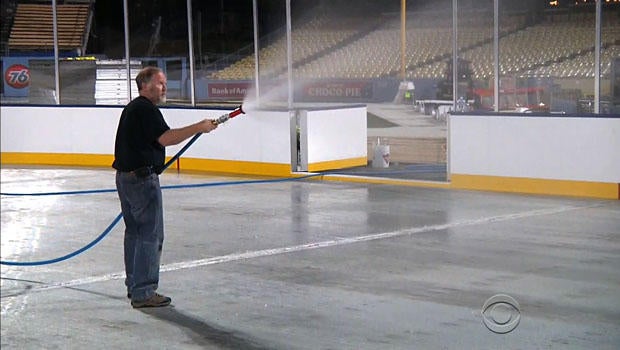 Dan Craig is in charge of the 16,000 square foot rink built on the infield of Dodger Stadium.