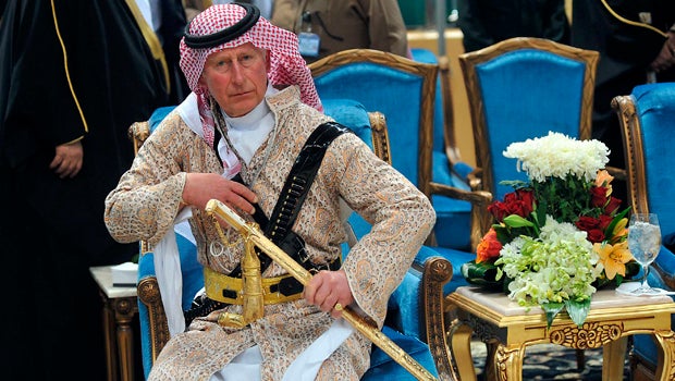 Prince Charles takes part in traditional sword dance in Saudi Arabia