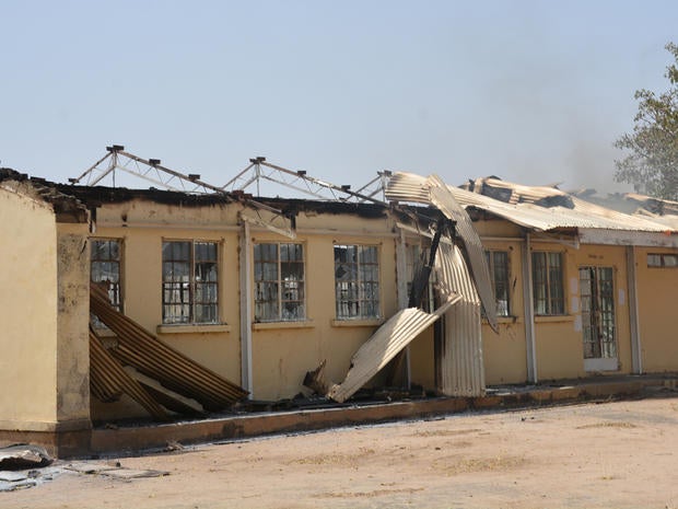 The remains of the burned out Federal Government College in Buni Yadi