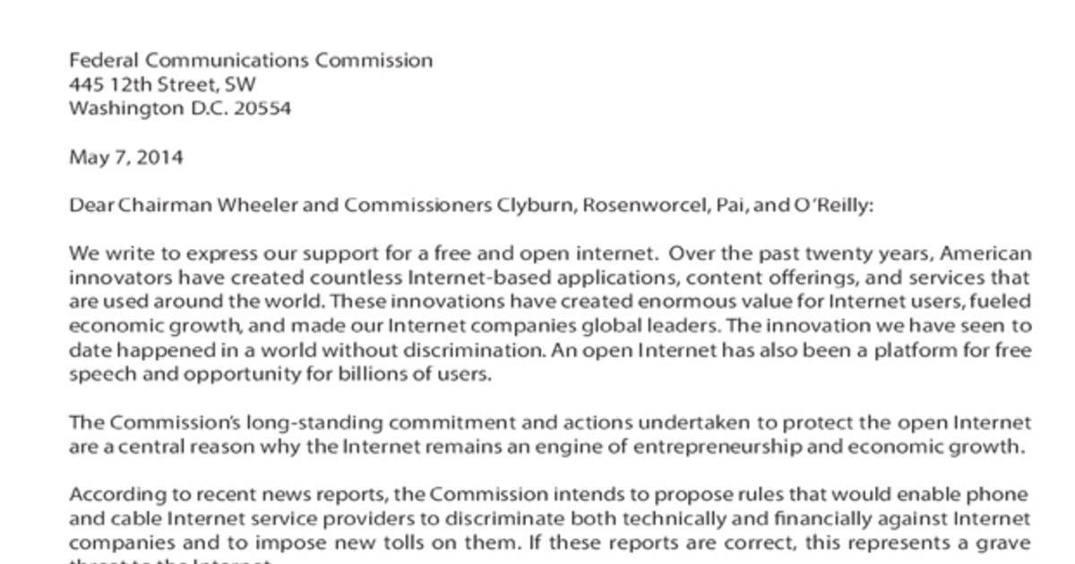 100+ tech companies send letter to FCC, say innovation 