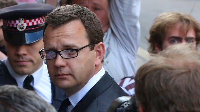Former Editor of the News of the World Andy Coulson arrives for the sentencing at the Old Bailey court house in London