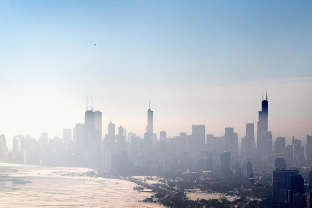 As Brutally Cold Winter Drags On, 80 Percent Of Lake Michigan Frozen Chicago buildings 