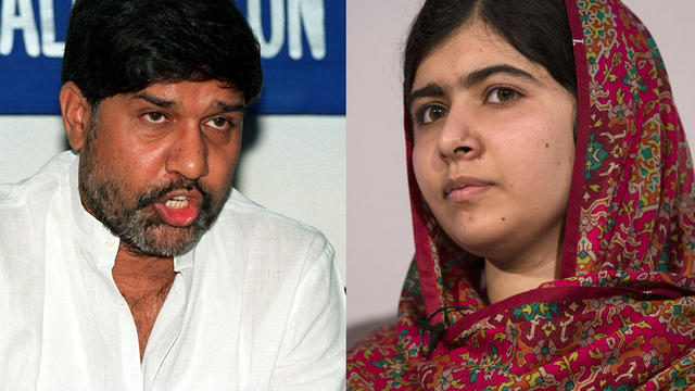 ​Nobel Peace Prize 2014 winners and children's rights activists Kailash Satyarthi of India, at left, and Malala Yousafzai of Pakistan 