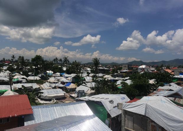 A makeshift tent city, home to thousands of people made homeless by Typhoon Haiyan, in Tacloban 