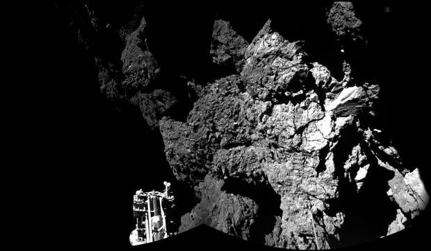 Rosetta's lander Philae pictured on the surface of Comet 67P/Churyumov-Gerasimenko