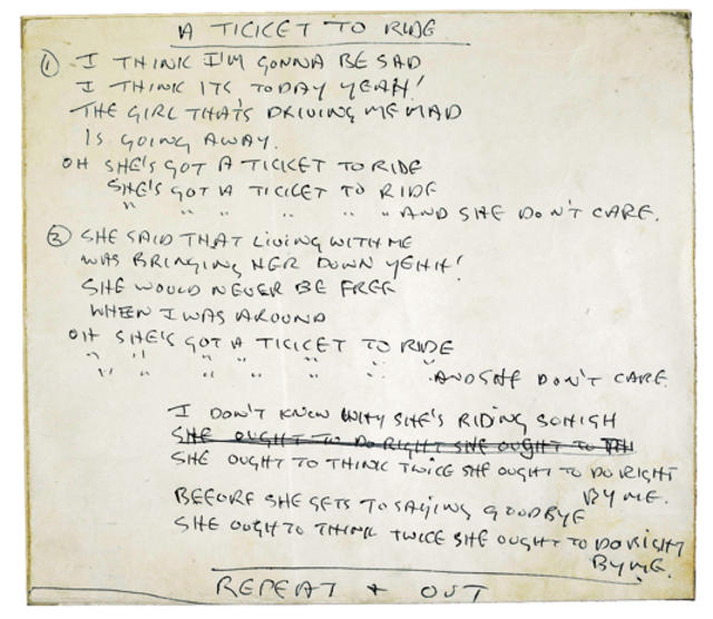 The Beatles' original lyrics