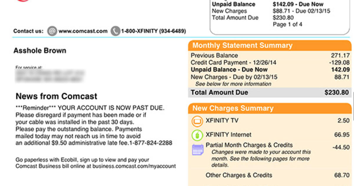 Comcast Apologizes For Changing Customer S Billing Name To