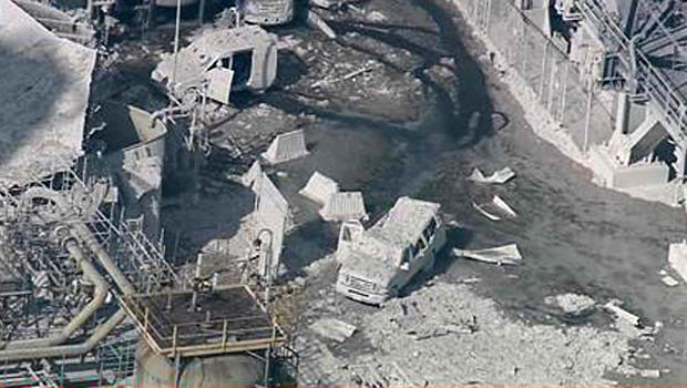 An aerial view shows the aftermath of an explosion at an Exxon-Mobil refinery in Torrance, California, Feb. 18, 2015. 