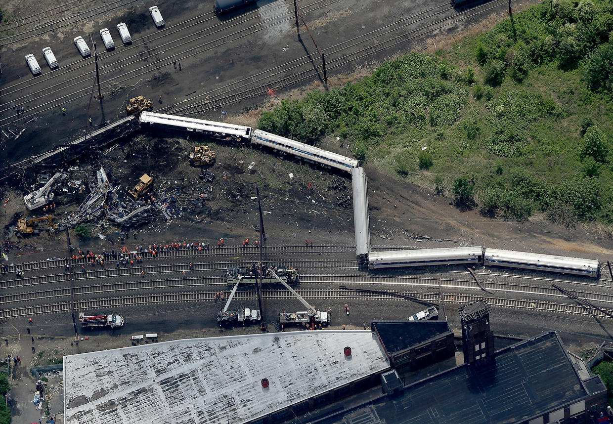 Amtrak train derails wreckage Terrifying wreck Deadly Amtrak train