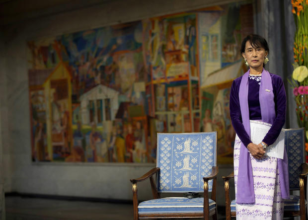 Nobel Laureate and Burmese opposition leader Aung San Suu ...