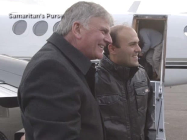Pastor Saeed Abedini, right, with Franklin Graham, son of Billy Graham, in North Carolina on January 22, 2016