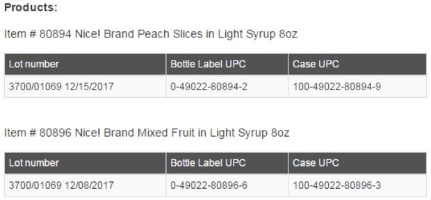nice recall product codes 