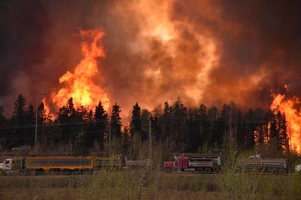 A wildfire worsens along Highway 63 Fort McMurray, Alberta, Canada, on May 3, 2016.