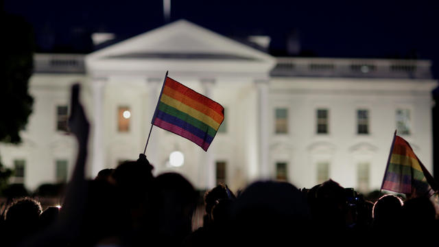 white house lit up gay flag colors