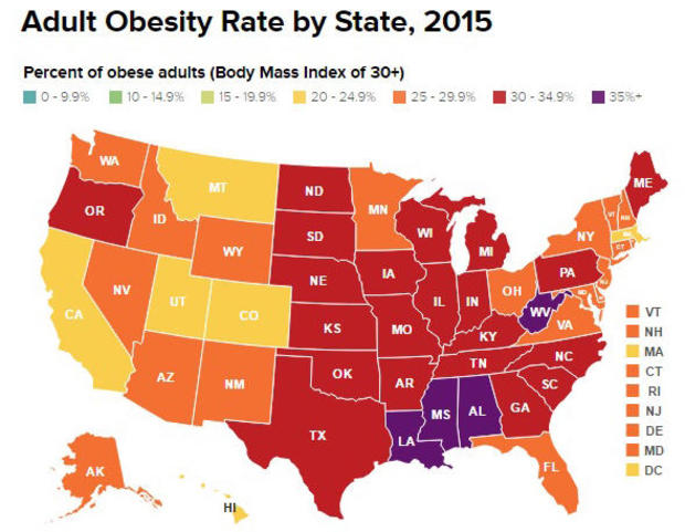 Obesity State Map Trust For Americas Health 