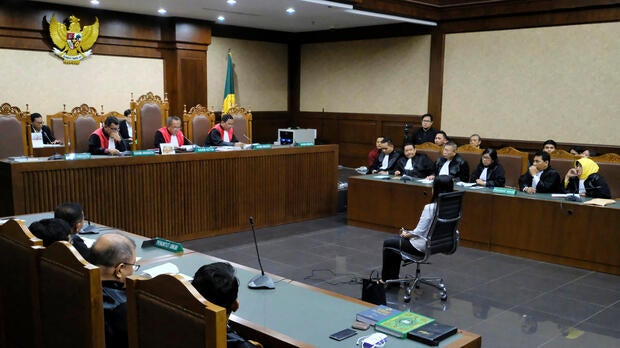 Jessica Kumala Wongso, who is accused of murdering her friend by poisoning her coffee with cyanide, sits during her trial at the Central Jakarta Court in Jakarta, Indonesia, Oct. 27, 2016.
