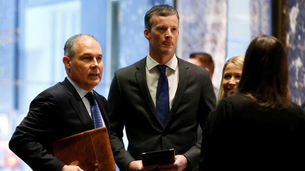 Scott Pruitt, attorney general of Oklahoma, arrives to meet with President-elect Donald Trump at Trump Tower in Manhattan, New York City, Dec. 7, 2016.