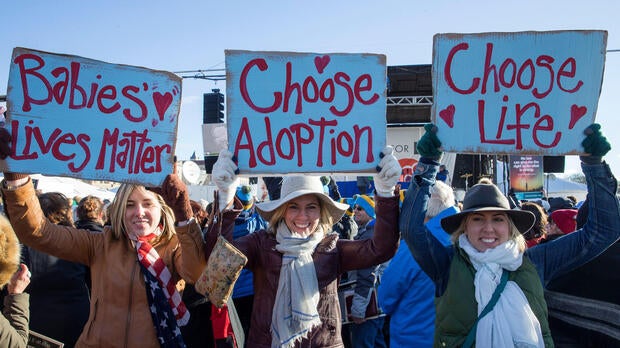 Abortion-rights opponents gather at the Washington Monument to hear Vice President Mike Pence speak at the March for Life rally on Jan. 27, 2017, in Washington.