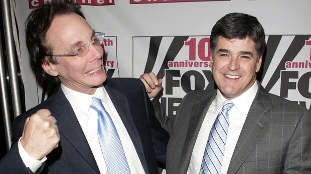 Fox News Correspondents Alan Colmes and Sean Hannity attend the Fox News Channel’s 10th anniversary celebration on Oct. 4, 2006, in New York City.