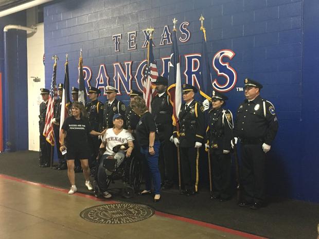 Cpl. Elise Bowden at Rangers game 