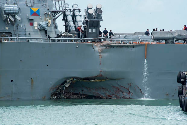 USS John S. McCain arrives at Changi Naval Base
