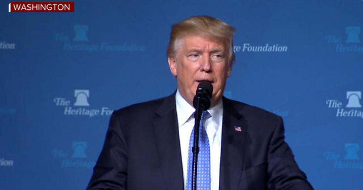 Trump speaks at the Heritage Foundation CBS News