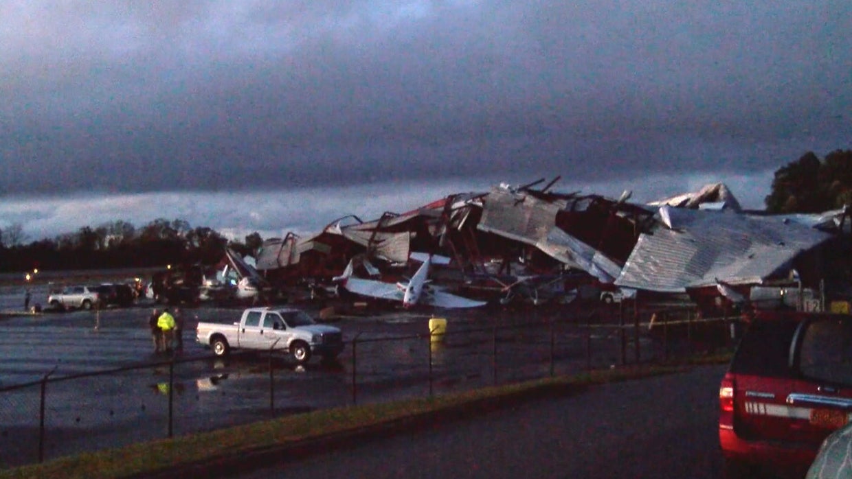 Possible tornadoes flip planes, destroy hangars at North Carolina