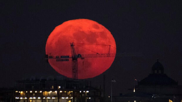 The moon is seen as it rises in Washington, D.C., Dec. 3, 2017.