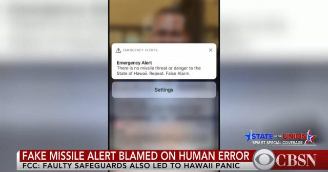 Hawaii false missile alert blamed on human error CBS News