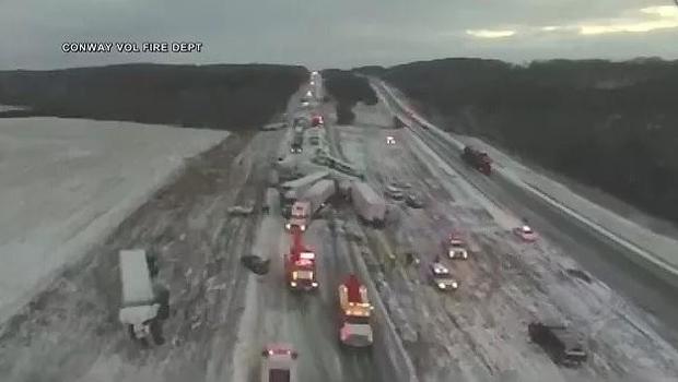 Drone Video Shows Aftermath Of 50 Car Pile Up On Interstate 44 In