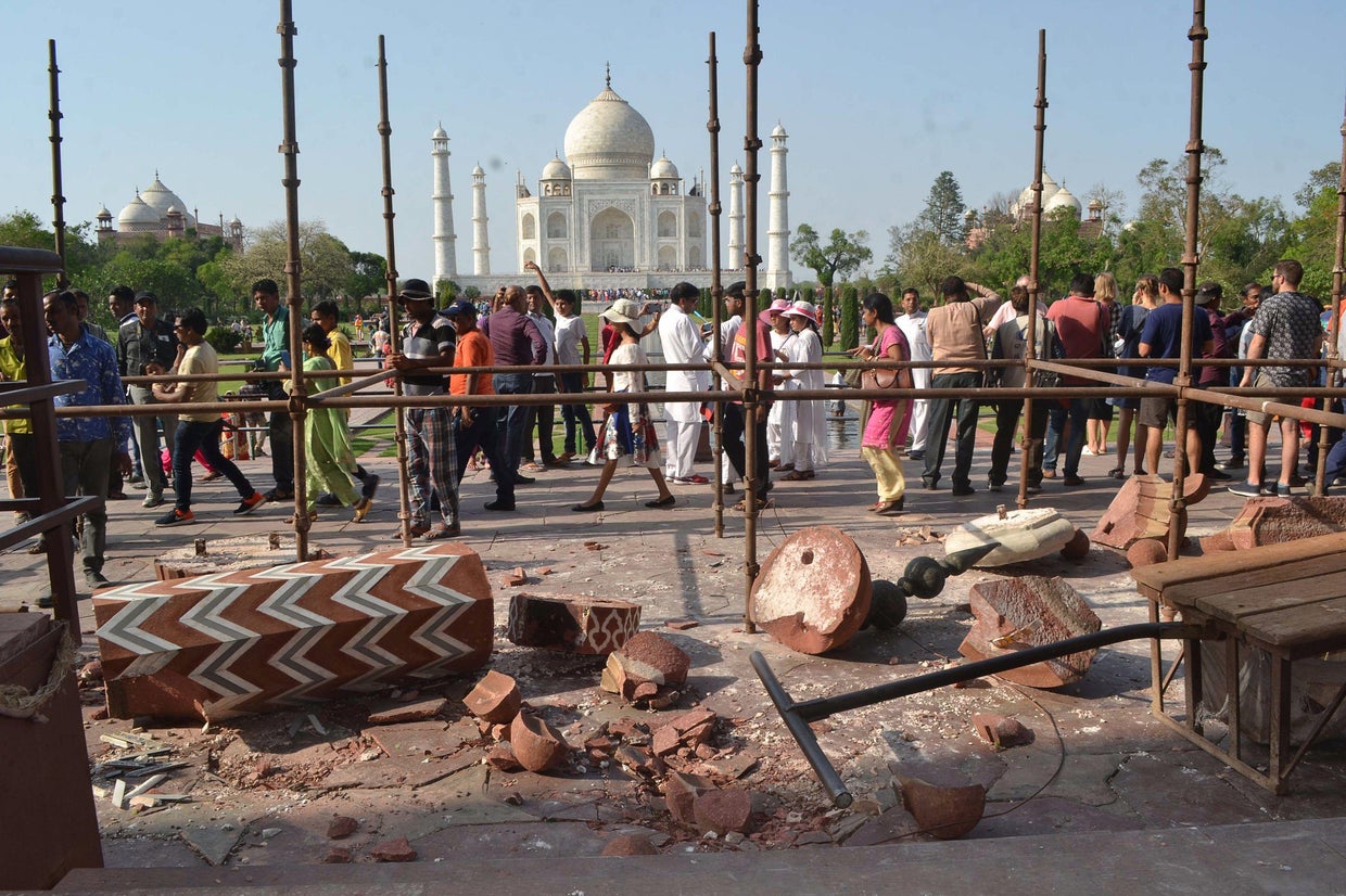Taj Mahal Minarets Damaged In Powerful Storm CBS News