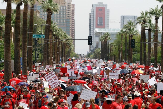 Arizona Teachers Go On Strike And March To State Capitol 